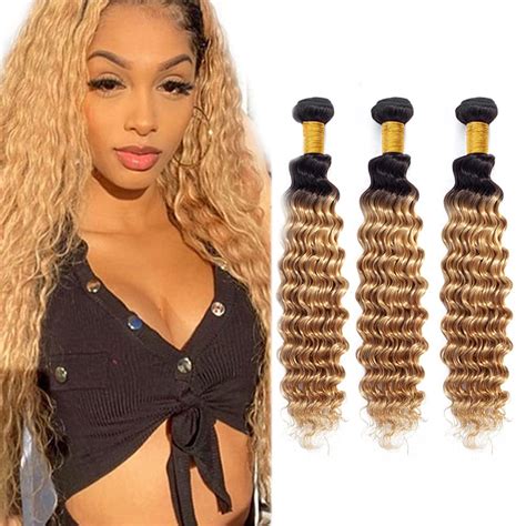 Amazon Ombre Deep Culry Bundles Human Hair Ombre Blonde Bundles