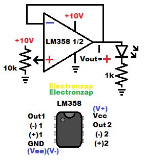 Op Amp Voltage Follower - Single Supply - Electronzap