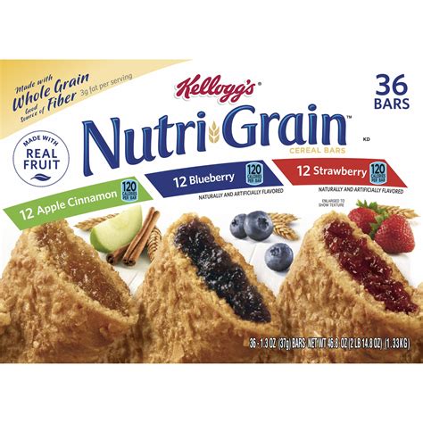 Kellogg S Nutri Grain Cereal Bars Variety Pack 1 3 Oz 36 Ct