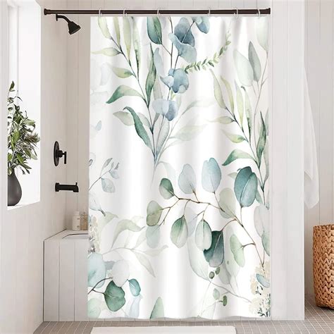 Ruelvth Eucalyptus Shower Curtain Sage Green Shower