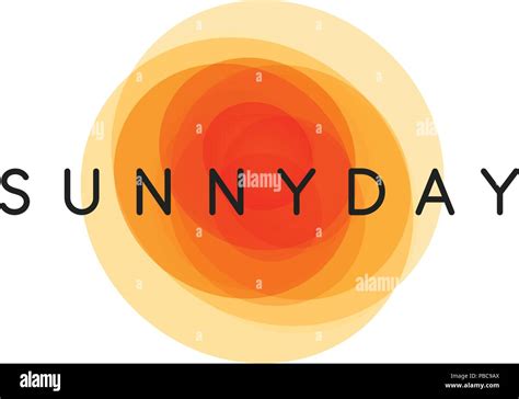 Sunny day, abstract sun, vector logo template, round orange shapes with company name on white ...