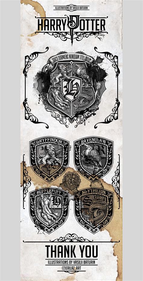 The Coats Of Arms Of Hogwarts Houses Behance