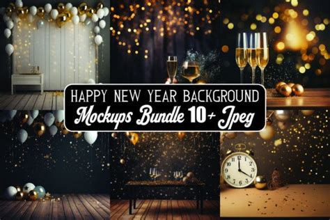 Happy New Year Backgrounds Mockup Bundle Graphic By Fly Mockup Store