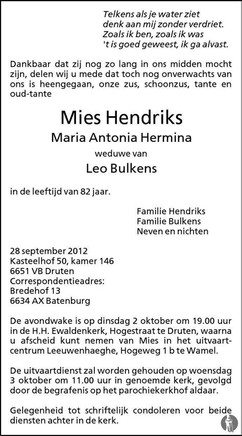 Maria Antonia Hermina Mies Bulkens Hendriks