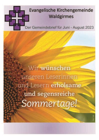 Gemeindebrief Juni August Evangelisch Lutherische