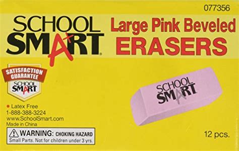 School Smart Large Pink Beveled Eraser Pack Of 12 Pricepulse