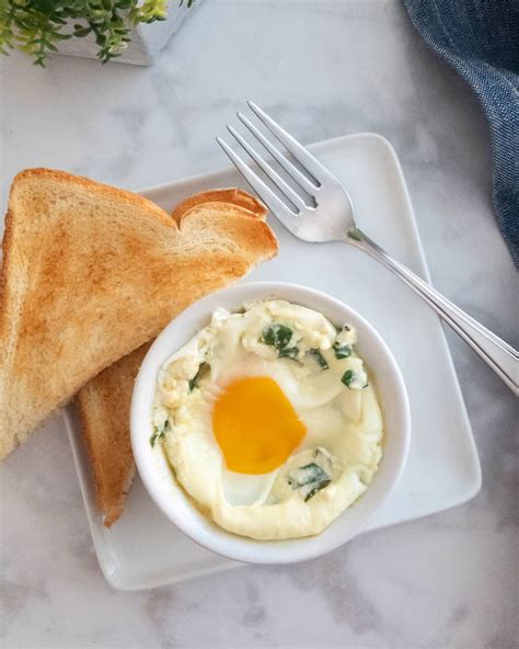 Baked Ricotta Spinach Eggs - Herbs & Flour