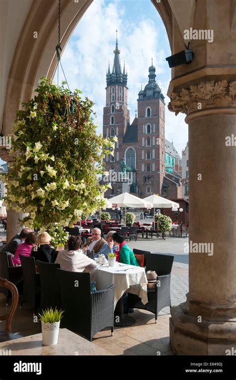 Café with view of St Mary s Basilica Cloth Hall Sukiennice Main