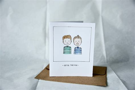 Couple Men Gay Card Better Together Lgbt Valentines Card Etsy