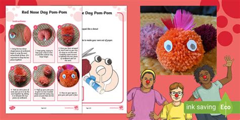 Red Nose Day Pom Pom Craft Activity Teacher Made Twinkl
