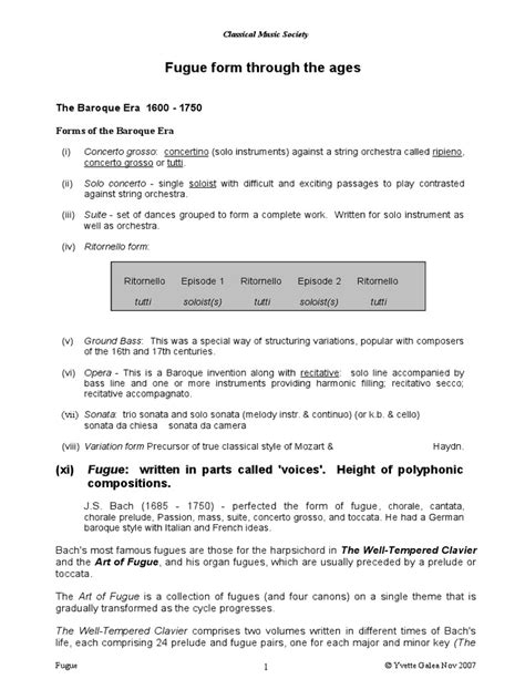 The Fugue - Form and Style Through The Ages | PDF | Musical Compositions | Elements Of Music