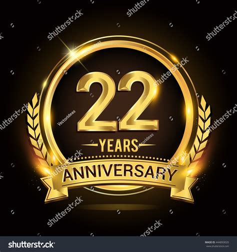 Celebrating 22 Years Anniversary Logo Golden Stock Vector Royalty Free