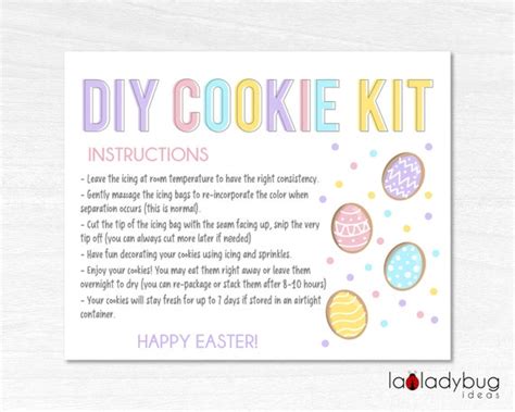 Easter Diy Cookie Kit Instructions Printable Instructions Etsy