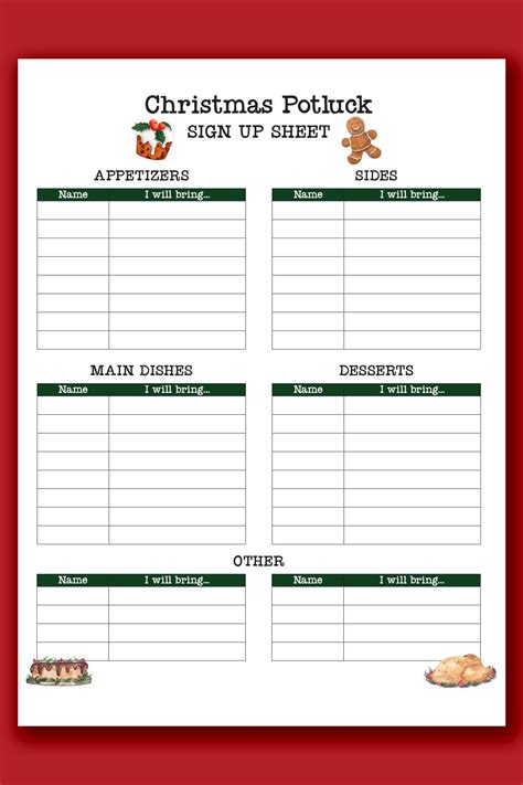 Plan Your Christmas Potluck With Free Printable Sign Up Sheets