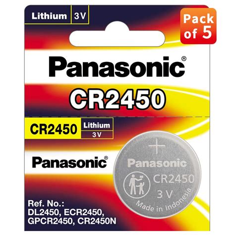 Panasonic Lithium Coin Battery Cr2450 Pack Of 5 Electronics