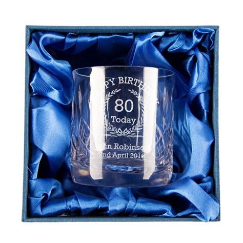 Crystal Whisky Glass 80th Birthday T 8cm Whisky Glass 80th T Him