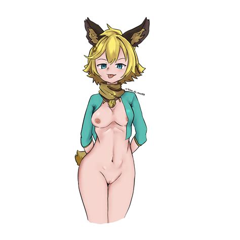 Rule 34 Bare Breasts Breasts Cat Ears Cat Eyes Catgirl Female Half Dressed Half Naked Joy