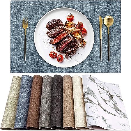 LANDVIEW Leather Heat Resistant Placemats Set Of 6 Waterproof Wipeable