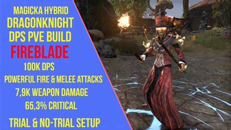 Eso Magicka Hybrid Dragonknight Dps Pve Build Fireblade Lost Depths