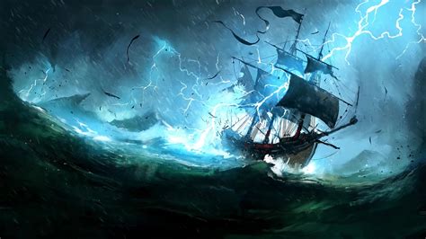 Pirate Ship In A Storm Live Wallpaper - MoeWalls