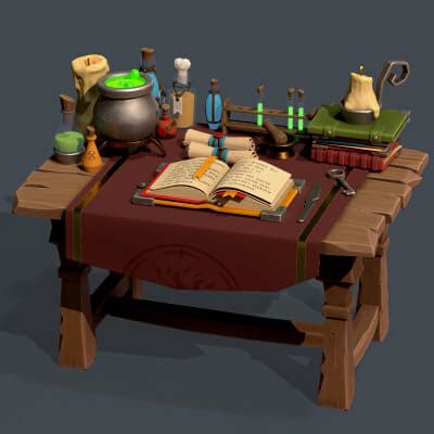 Stylized Alchemy Table - 3D Model by ArtInt3d