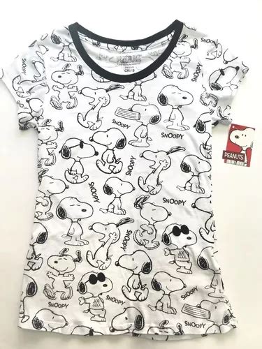 Playera Original Snoopy Peanuts Mujer Negro Env O Gratis