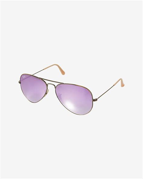 Ray Ban Metallic Lense Aviator Sunglasses Purple Lyst