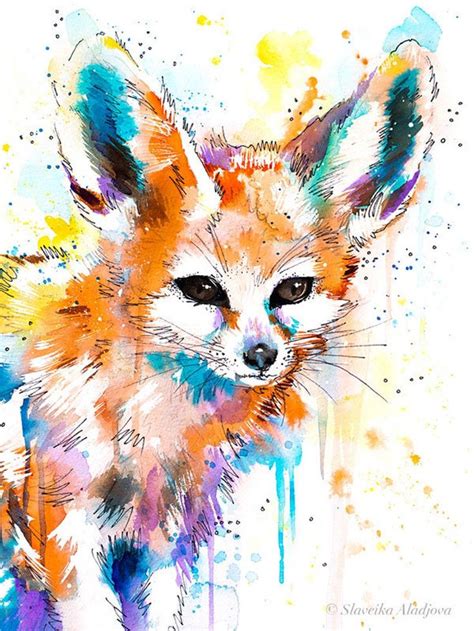 Fennek Fuchs Aquarell Druck Von Slaveika Aladjova Kunst Tier