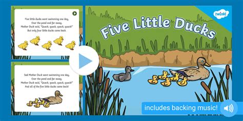 5 Little Ducks Poem And Song Ready To Use Nursery Rhymes