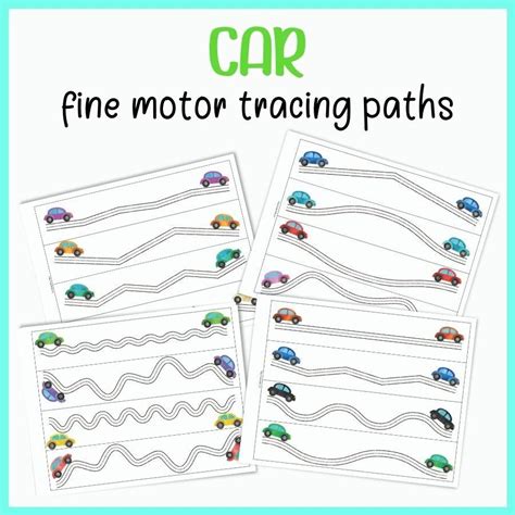 Car Trace In The Path Fine Motor Pre Writing Tracing Pages In 2021