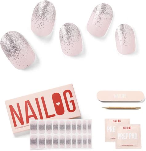 Nailog Semi Cured Gel Nail Strips Extra Long Polish Stickers Wraps