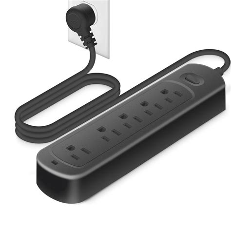 Surge Protector Power Strip (2000J), 5 Outlets, 4ft Flat Plug Cord ...