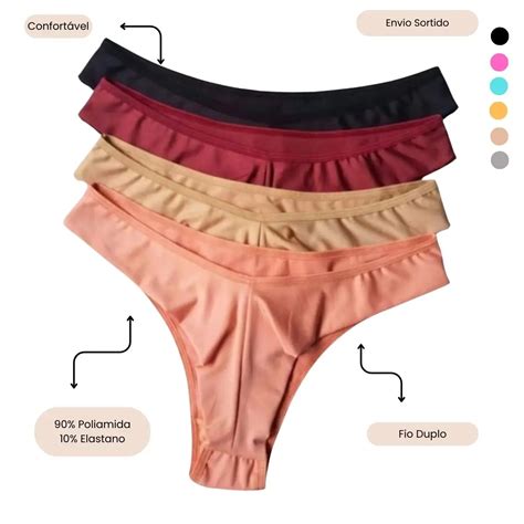 Kit Calcinhas fio duplo calcinha fio duplo lisa lingerie confortável calcinha fio básico kit