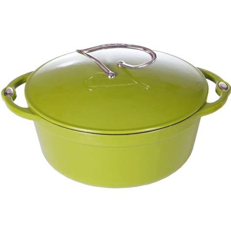 Lodge Quart L Series Colored Enamel Cast Iron Dutch Oven Apple Green