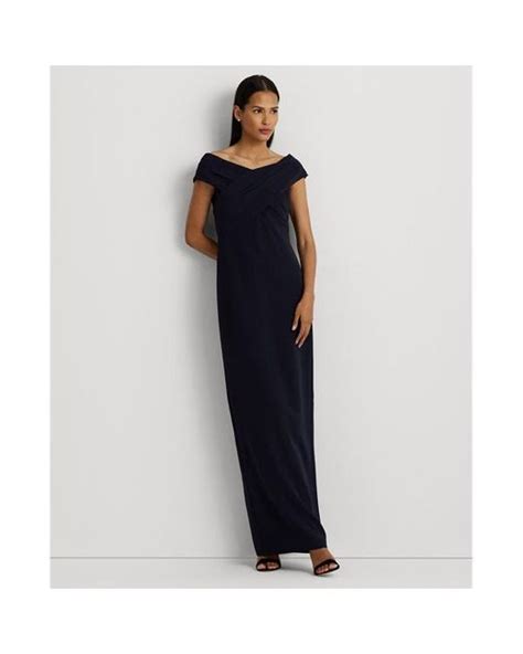 Ralph Lauren Ralph Lauren Crepe Off The Shoulder Gown In Blue Lyst Uk