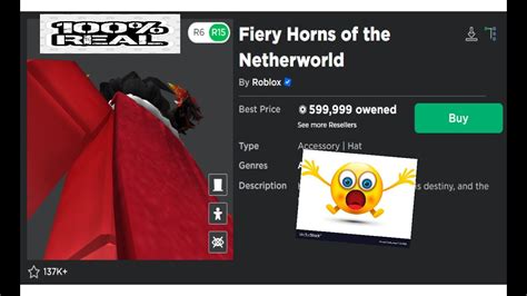 I Got The Fiery Horns On Roblox 100 Real Youtube