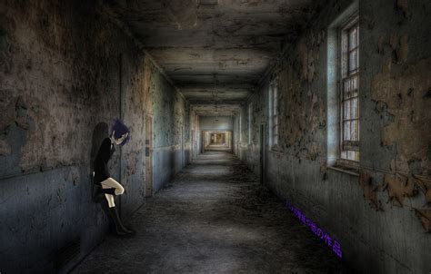 Wallpaper Girl Wall Anime Abandoned House Madskillz Images For