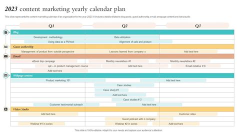 2023 Content Marketing Yearly Calendar Plan