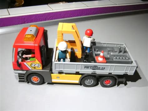 DK LOT PLAYMOBIL Camion Plateau Porte Piece Excavatrice Pm Cargo 5255