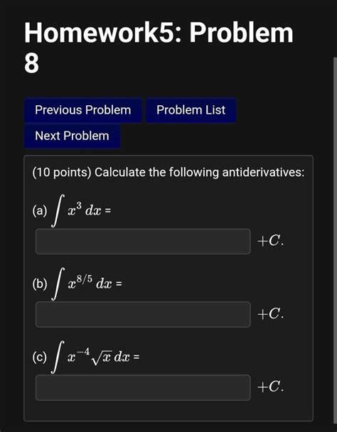 Solved Points Calculate The Following Antiderivatives Chegg