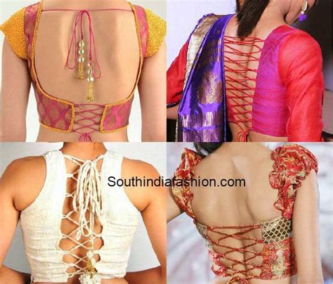 Criss Cross Dori Back Neck Blouse Designs South India Fashion