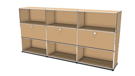 USM Haller Highboard mit 3 Klapptüren und 6 offenen Fächern Beige