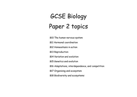 SOLUTION GCSE Biology Paper 2 REVISION Triple Science Studypool