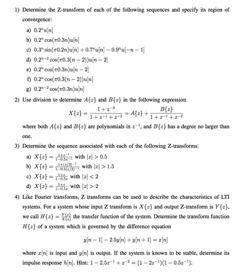 Solved Determine The Z Transform Of Each Of The Following Chegg