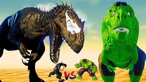 Watch The Insane Hulk T Rex Vs Black Venom I Rex Brawl You Wont Believe Who Wins Youtube