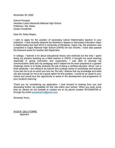 Inquiry Letter Example November School Principal Heracleo