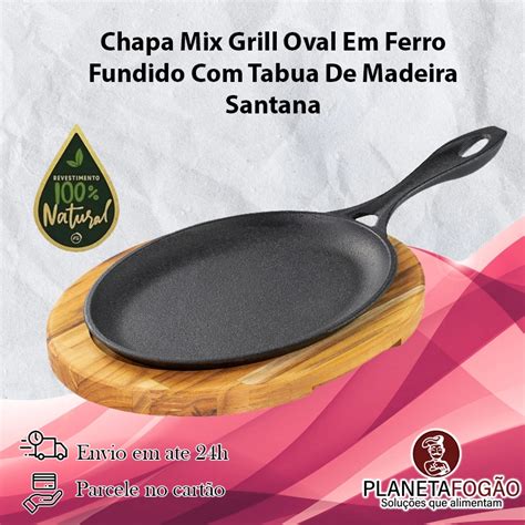 Panela Em Oferta Chapa Frigideira Mix Grill Oval Em Ferro Fundido