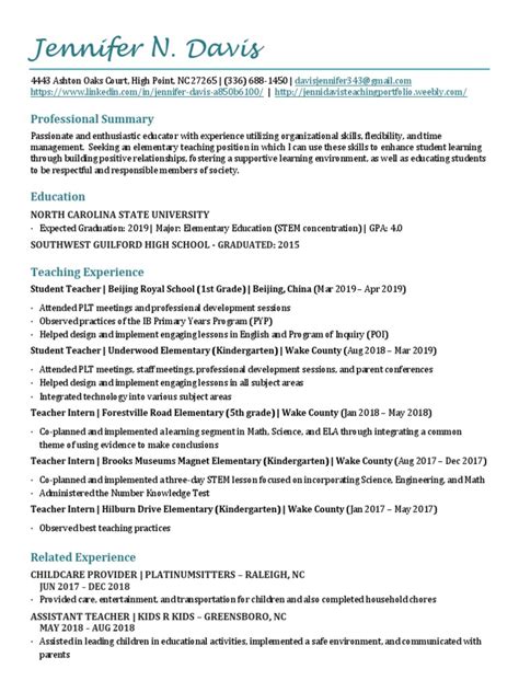 Jennifer Davis Resume 2019 - Underwood | PDF | Science, Technology ...