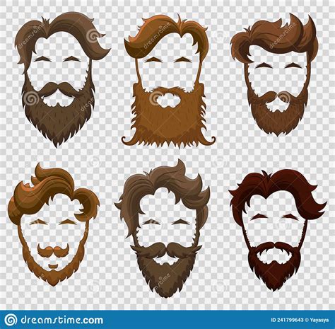 Set Of Men`s Hairstyles Beards And Mustaches Vector Stock Vector