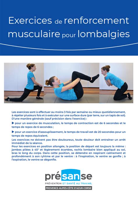 Exercices De Renforcement Musculaire Pour Lombalgies AIST 84